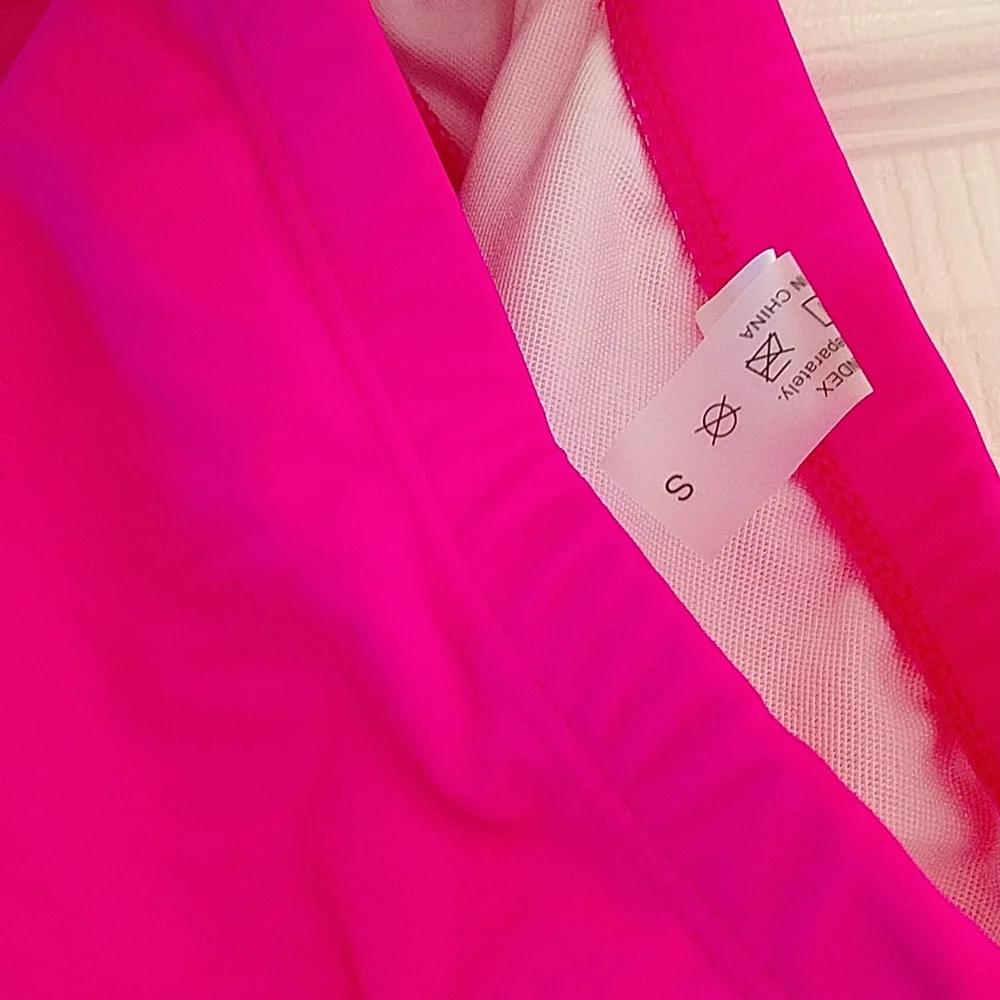 NWT Tempt Me Cheeky High Waisted Neon Pink Bikini - Small - Picture 9 of 10